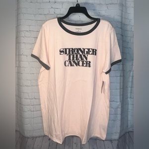 NWT Torrid Light Pink Cancer Awareness Graphic Tee, Size 2